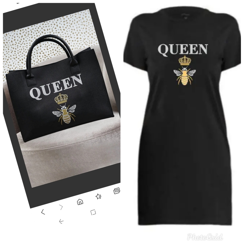 The Queen set tote bag and t shirt dress